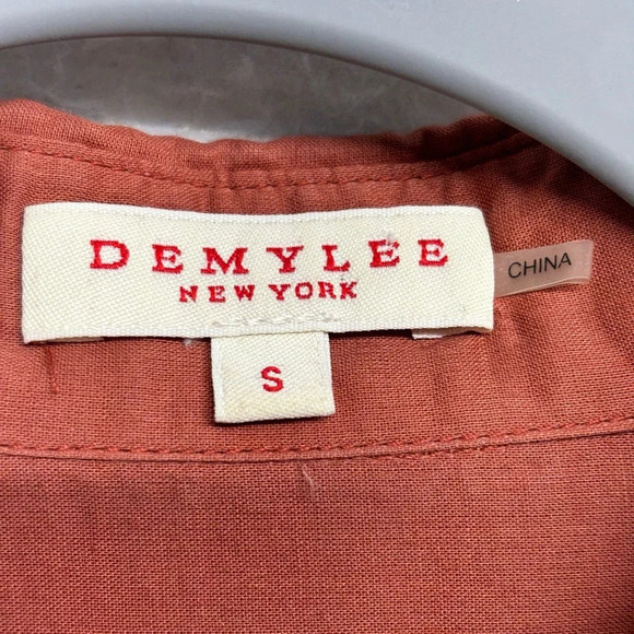 Demylee Button Down Shirt Orange Cotton S Long Sleeve - Picture 3 of 6